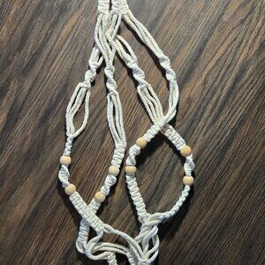 70s/Bohemian Style Handmade Macrame & Wood Beaded Plant Holder/Hanger NWOT